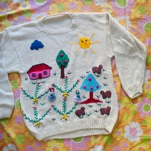 SOLD VTG 1980s Hot Pink Cabin Sweater